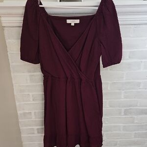 LOFT Purple Mini Off-Shoulder Sundress